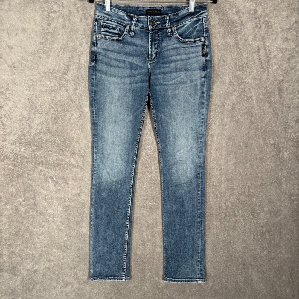 Silver Jeans Co Suki Straight Mid Rise Curvy Jeans Medium Wash‎ Fit W28 L30